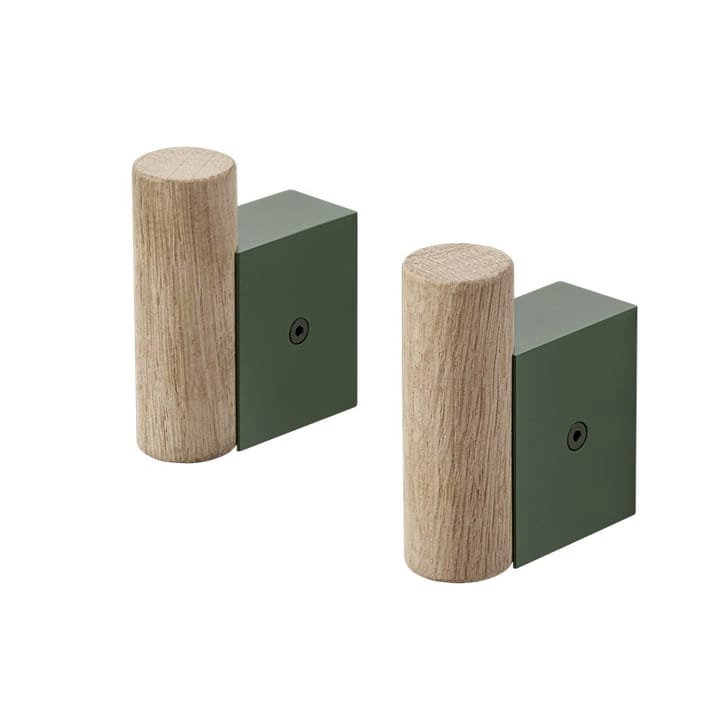 Gancio Attach confezione da 2, Rovere-verde scuro Muuto