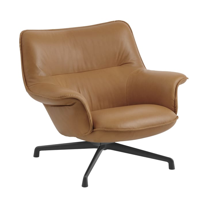 Poltrona Doze bassa con base girevole - Pelle cognac-nero - Muuto