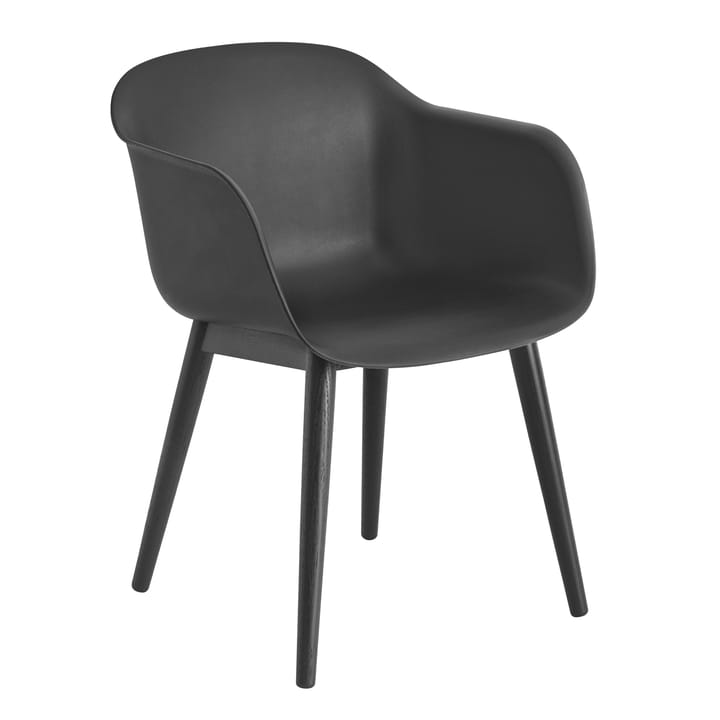 Poltrona Fiber con gambe in legno - Antracite nero (plastica) - Muuto