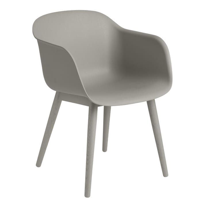 Poltrona Fiber con gambe in legno - Grigio (plastica) - Muuto