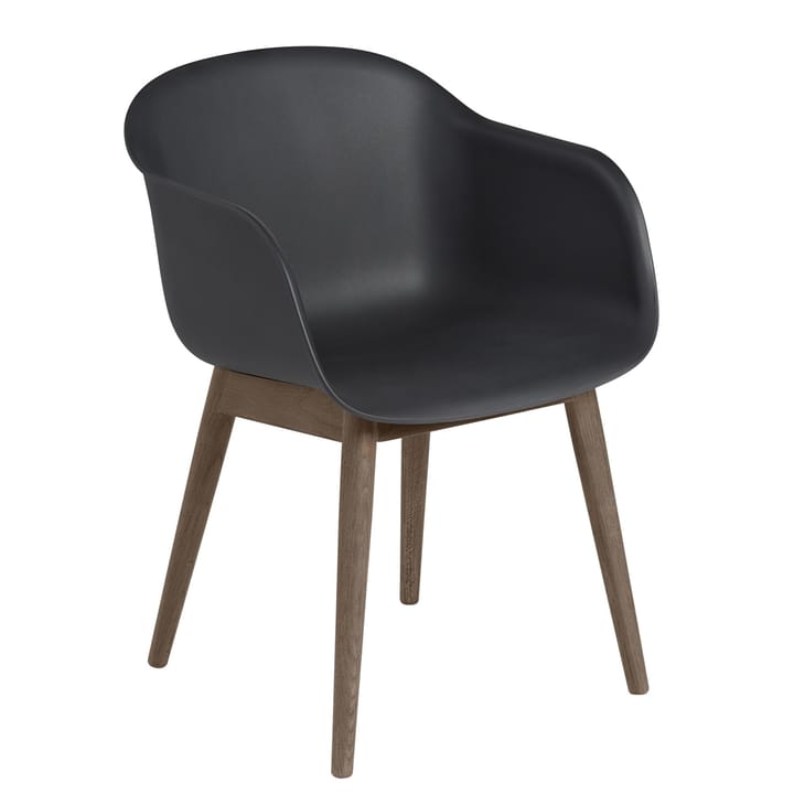 Poltrona Fiber con gambe in legno - Nero, marrone scuro macchiato - Muuto