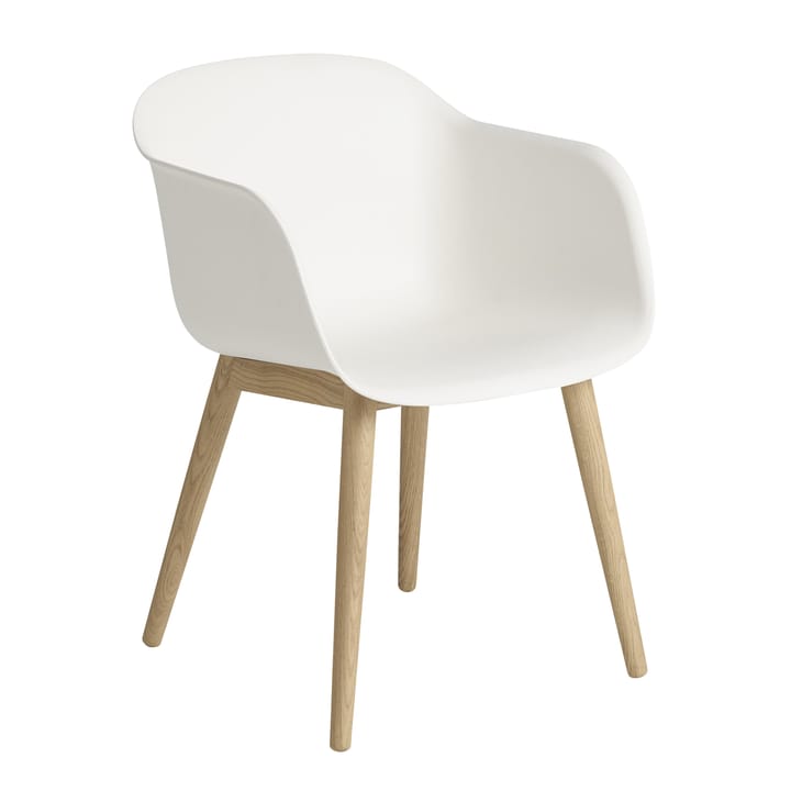 Poltrona Fiber con gambe in legno - Rovere bianco naturale - Muuto