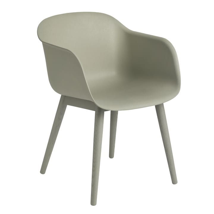 Poltrona Fiber con gambe in legno - Verde polvere (plastica) - Muuto