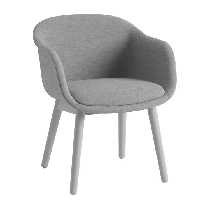 Poltrona Fiber Conference con gambe in legno - Remix 133, grigio - Muuto