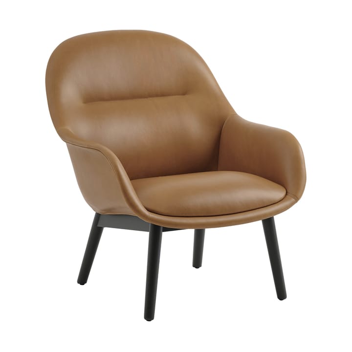 Poltrona Fiber Lounge con gambe in rovere - Pelle cognac-nero - Muuto