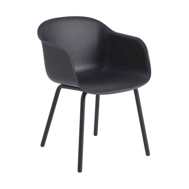 Sedia con braccioli Fiber Outdoor con gambe in acciaio - Anthracite black (plastic) - Muuto