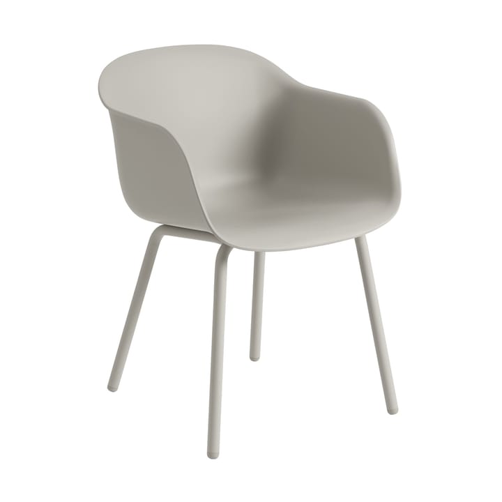 Sedia con braccioli Fiber Outdoor con gambe in acciaio - Grey (plastic) - Muuto