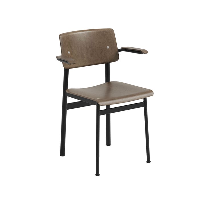 Sedia con braccioli Loft - marrone scuro macchiato, nero - Muuto