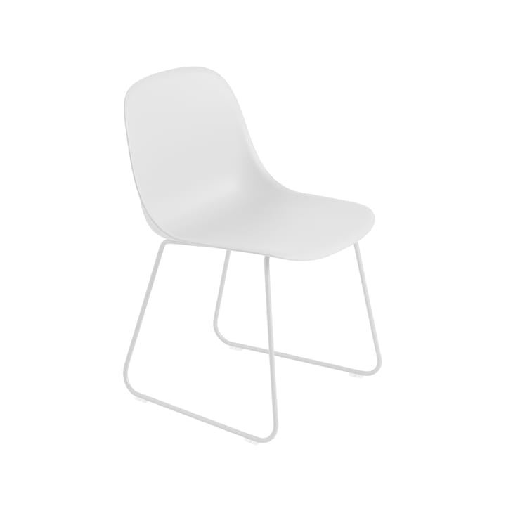 Sedia con gambe in acciaio e seduta in plastica Fiber - Bianco naturale, bianco - Muuto