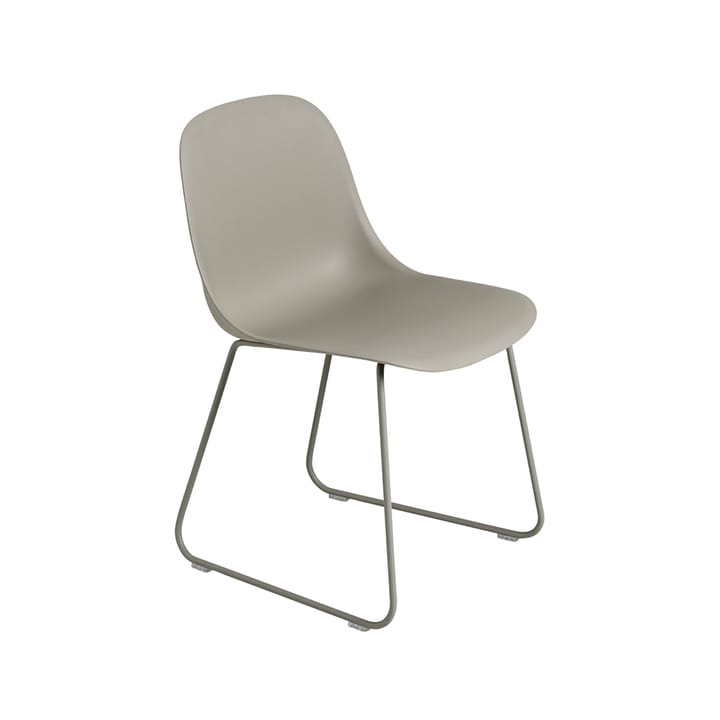 Sedia con gambe in acciaio e seduta in plastica Fiber - Grigio, grigio - Muuto