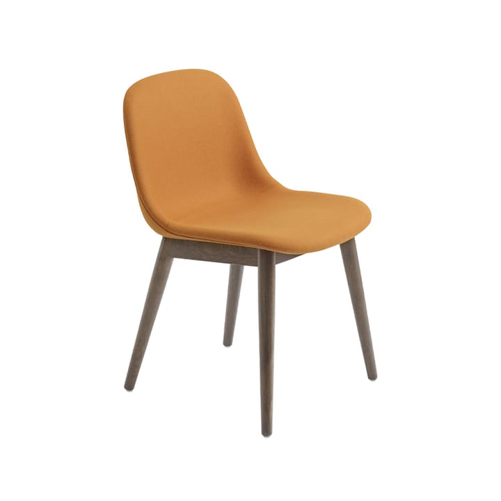 Sedia con gambe in legno Fiber - tessuto hero 451 arancione, gambe in rovere tinte di marrone - Muuto