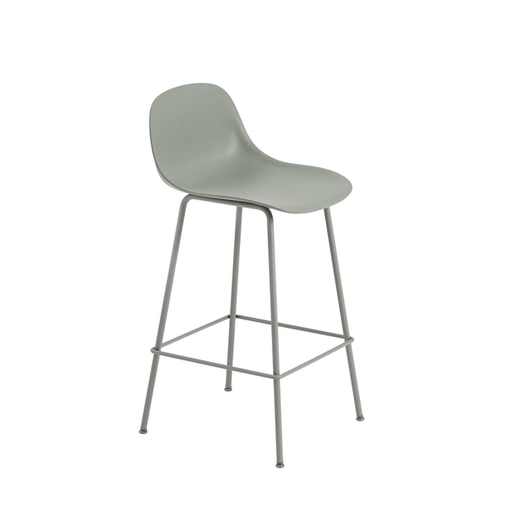 Sedia da bar Fiber Tube con schienale 65 cm - dusty green - Muuto