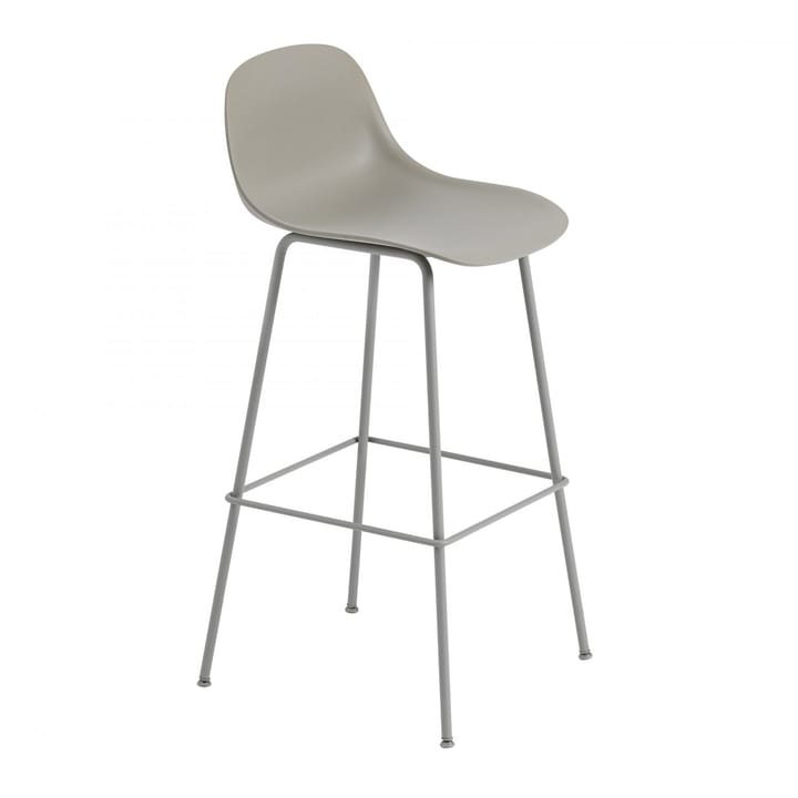 Sedia da bar Fiber Tube con schienale 75 cm - Grigio - Muuto