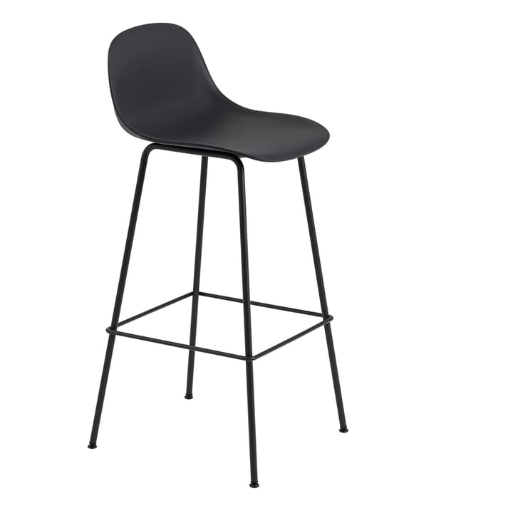 Sedia da bar Fiber Tube con schienale 75 cm - Nero - Muuto