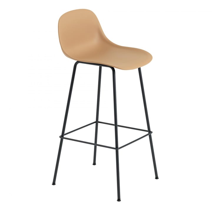 Sedia da bar Fiber Tube con schienale 75 cm - Ochre-Black - Muuto