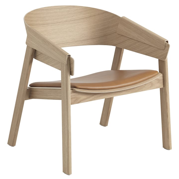 Sedia da salotto Cover - Pelle lavorata con metodo Refine, cognac-rovere - Muuto