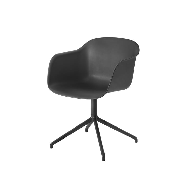 Sedia da ufficio con base girevole e meccanismo di ritorno Fiber - Black-anthracite black base - Muuto