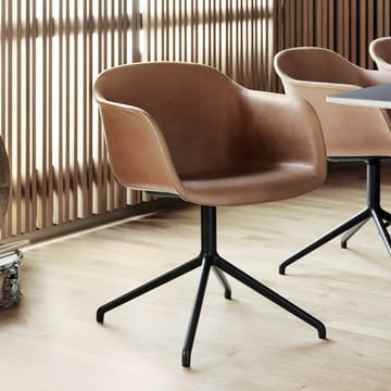 Sedia da ufficio con base girevole e meccanismo di ritorno Fiber - Ochre-anthracite black - Muuto