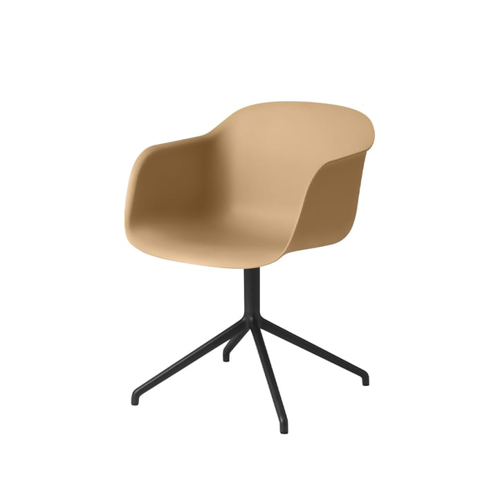 Sedia da ufficio con base girevole e meccanismo di ritorno Fiber - Ochre-anthracite black - Muuto