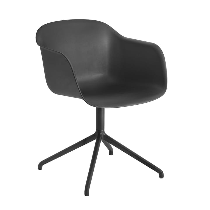 Sedia da ufficio con braccioli e base girevole Fiber - Antracite nero (plastica) - Muuto