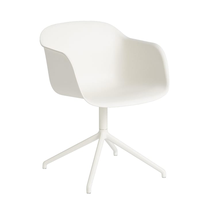 Sedia da ufficio con braccioli e base girevole Fiber - Bianco naturale (plastica) - Muuto