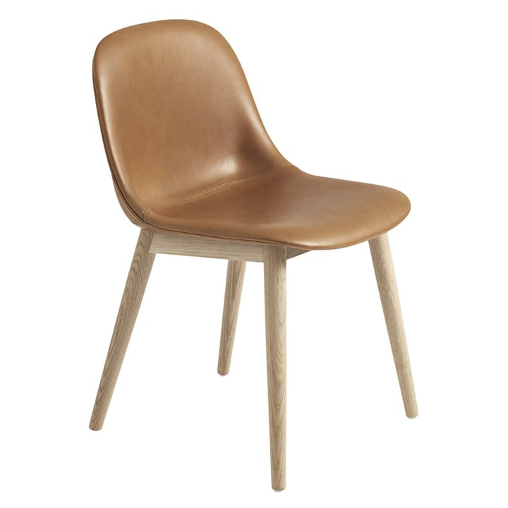 Sedia Fiber con gambe in legno  - Cognac leather-oak - Muuto