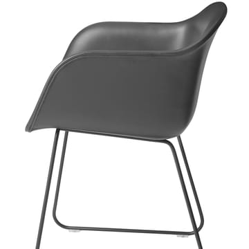 Sedia Fiber con seduta a slitta - cuoio "Refine" cognac, nero - Muuto