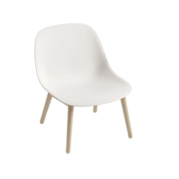 Sedia lounge con base in legno Fiber, bianco naturale, gambe in rovere Muuto