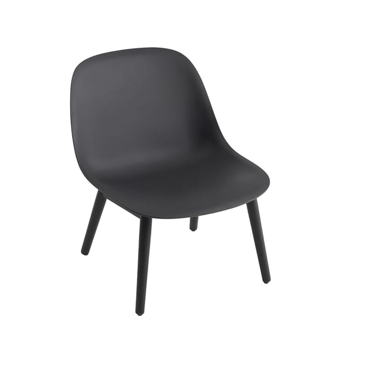 Sedia lounge con base in legno Fiber - nero, gambe nere - Muuto