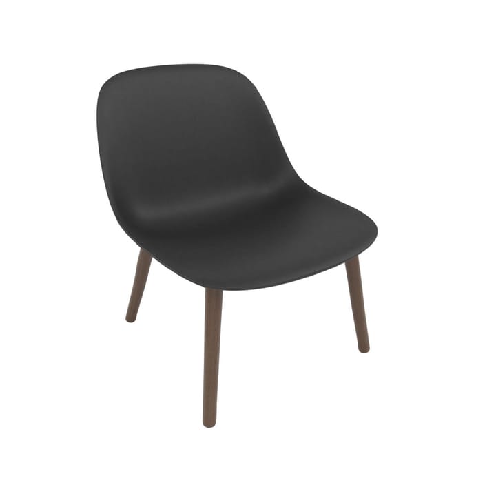 Sedia lounge con base in legno Fiber - nero, gambe tinte di marrone scuro - Muuto