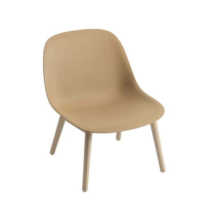 Sedia lounge con base in legno Fiber, ocra, gambe in rovere Muuto