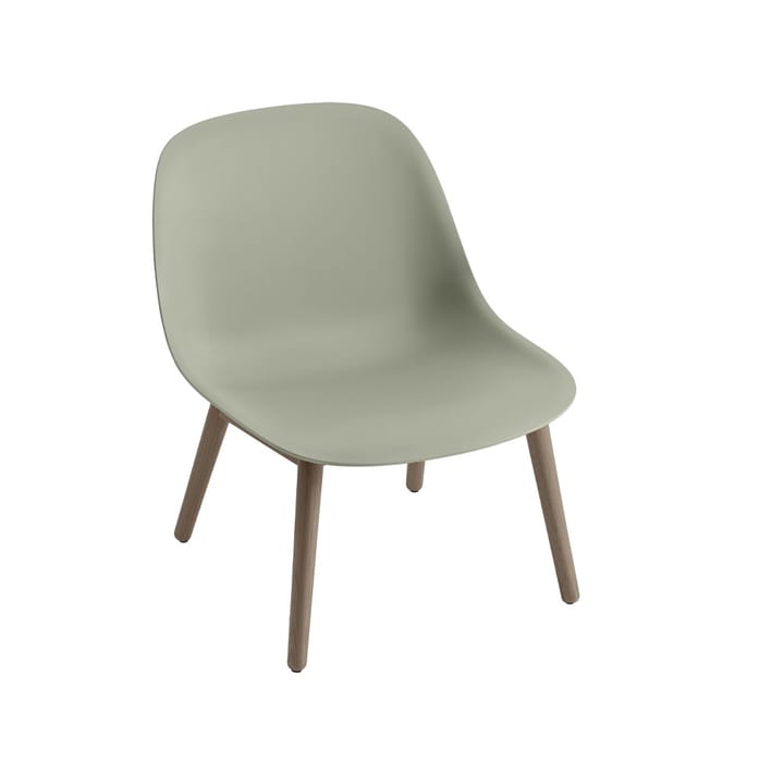 Sedia lounge con base in legno Fiber - verde polvere, gambe tinte in marrone scuro - Muuto