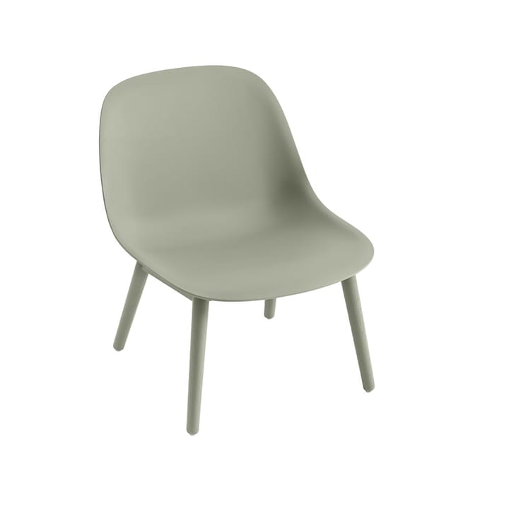 Sedia lounge con base in legno Fiber - verde polvere, gambe verde polvere - Muuto