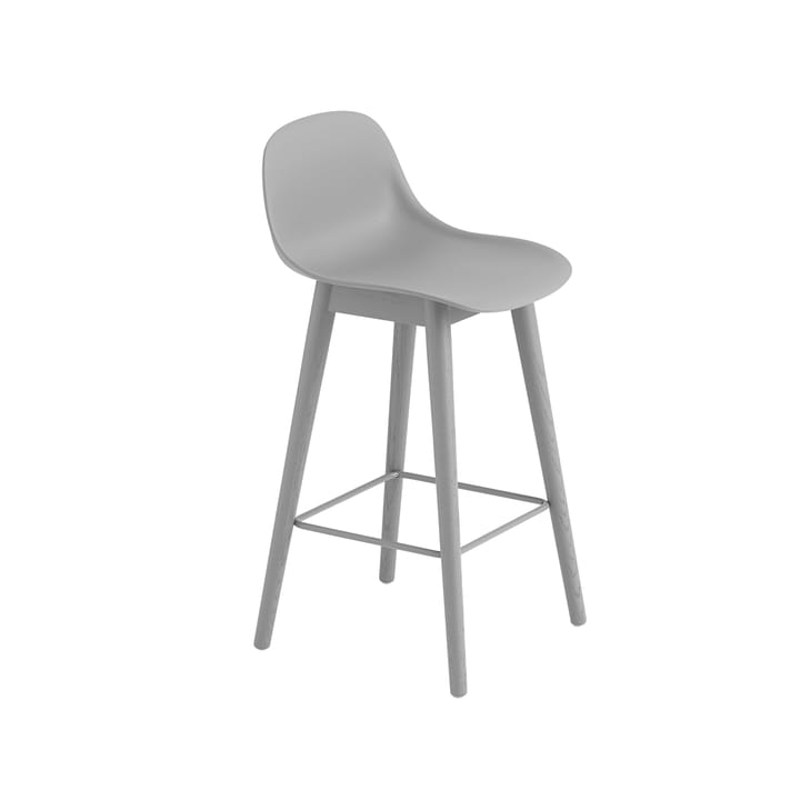 Sgabello da bar con schienale Fiber 65 cm - Grigio-gambe grigie - Muuto