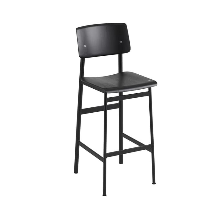 Sgabello da bar Loft - Nero, alto, base in acciaio nero - Muuto