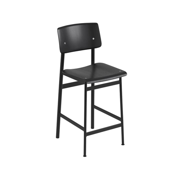 Sgabello da bar Loft - Nero, basso, base in acciaio nero - Muuto