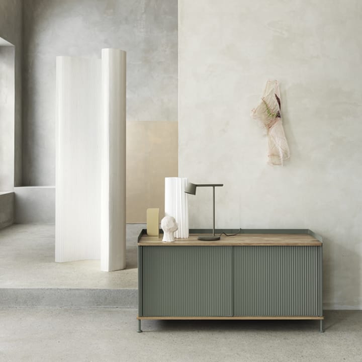 Tavolino Enfold Low - giallo, rovere, metallo - Muuto