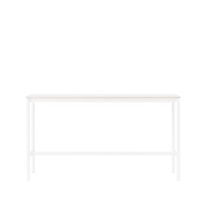 Tavolo da bar Base High, laminato bianco, base bianca, bordo in compensato, base: 50 cm, l. 190 cm, alt. 105 cm Muuto