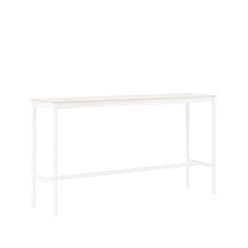 Tavolo da bar Base High - laminato bianco, base bianca, bordo in compensato, base: 50 cm, l. 190 cm, alt. 105 cm - Muuto