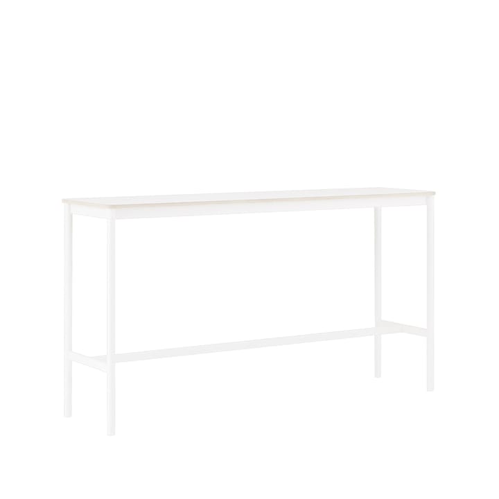 Tavolo da bar Base High, laminato bianco, base bianca, bordo in compensato, base: 50 cm, l. 190 cm, alt. 105 cm Muuto