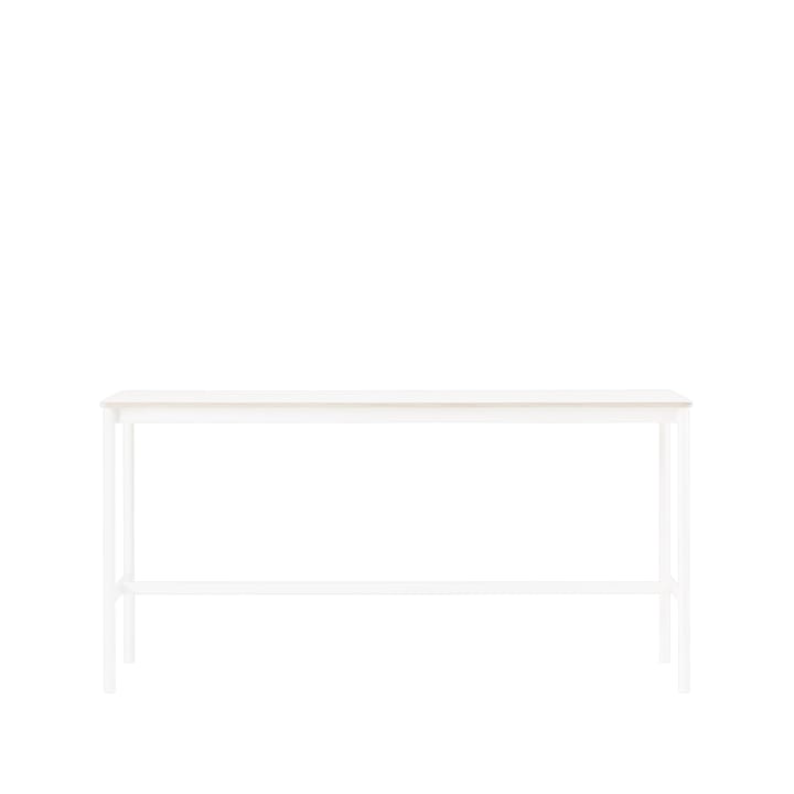 Tavolo da bar Base High, laminato bianco, base bianca, bordo in compensato, base: 50 cm, l. 190 cm, alt. 95 cm Muuto