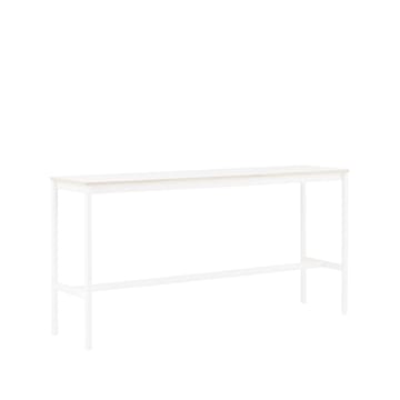 Tavolo da bar Base High - laminato bianco, base bianca, bordo in compensato, base: 50 cm, l. 190 cm, alt. 95 cm - Muuto