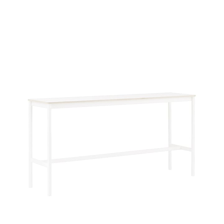 Tavolo da bar Base High, laminato bianco, base bianca, bordo in compensato, base: 50 cm, l. 190 cm, alt. 95 cm Muuto