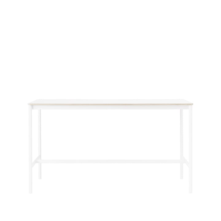 Tavolo da bar Base High, laminato bianco, base bianca, bordo in compensato, base: 85 cm, l. 190 cm, alt. 105 cm Muuto