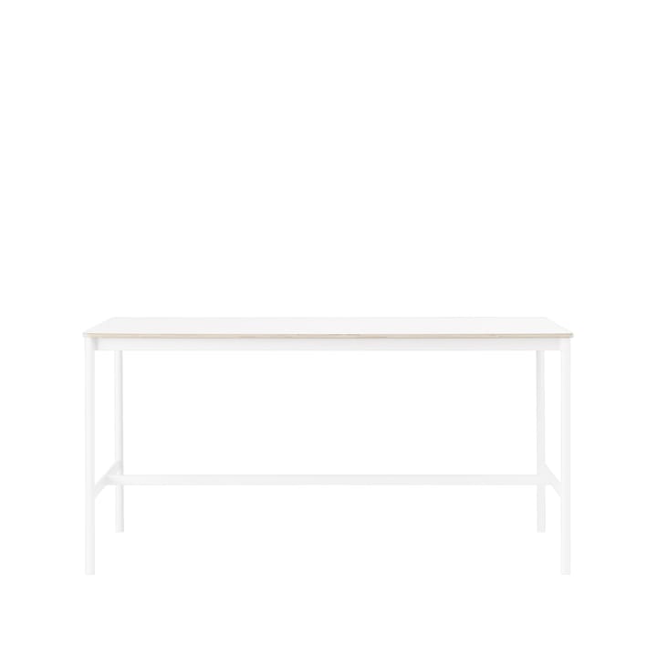 Tavolo da bar Base High, laminato bianco, base bianca, bordo in compensato, base: 85 cm, l. 190 cm, alt. 95 cm Muuto