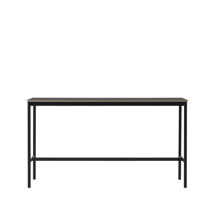 Tavolo da bar Base High - linoleum nero, base nera, bordo in compensato, base: 50 cm, l. 190 cm, alt. 105 cm - Muuto