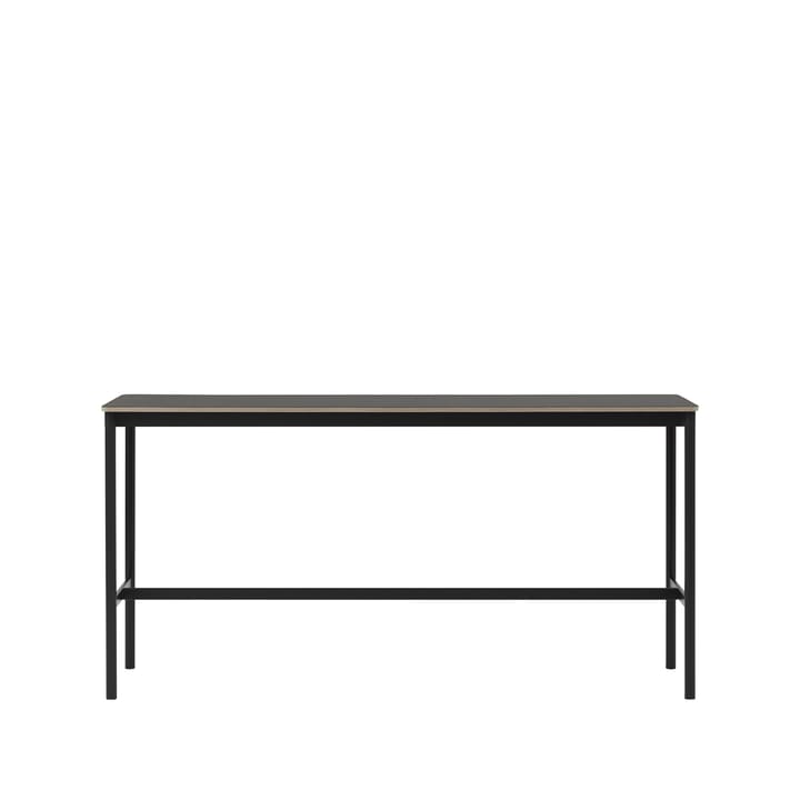 Tavolo da bar Base High - linoleum nero, base nera, bordo in compensato, base: 50 cm, l. 190 cm, alt. 95 cm - Muuto