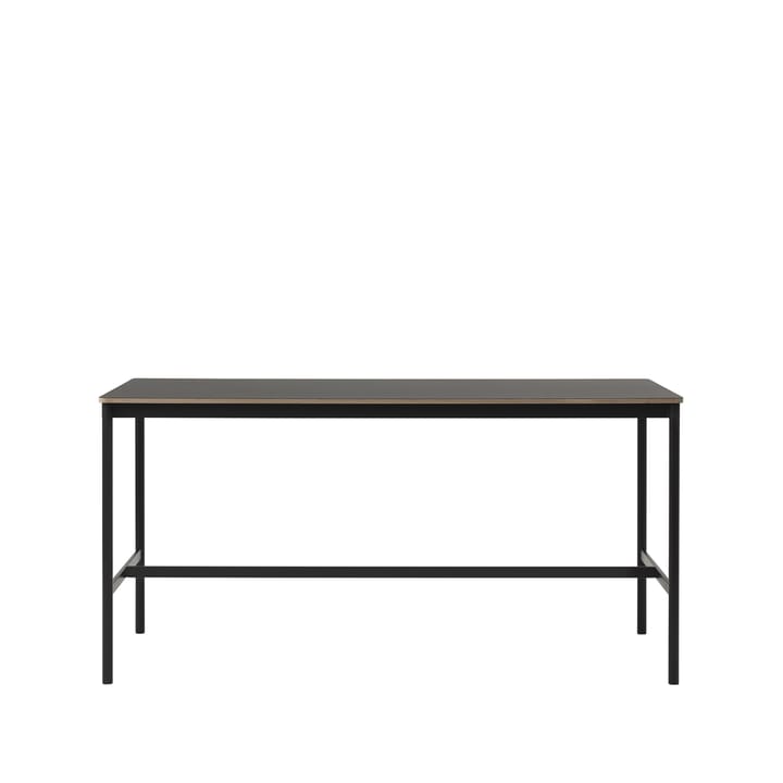 Tavolo da bar Base High, linoleum nero, base nera, bordo in compensato, base: 85 cm, l. 190 cm, alt. 95 cm Muuto