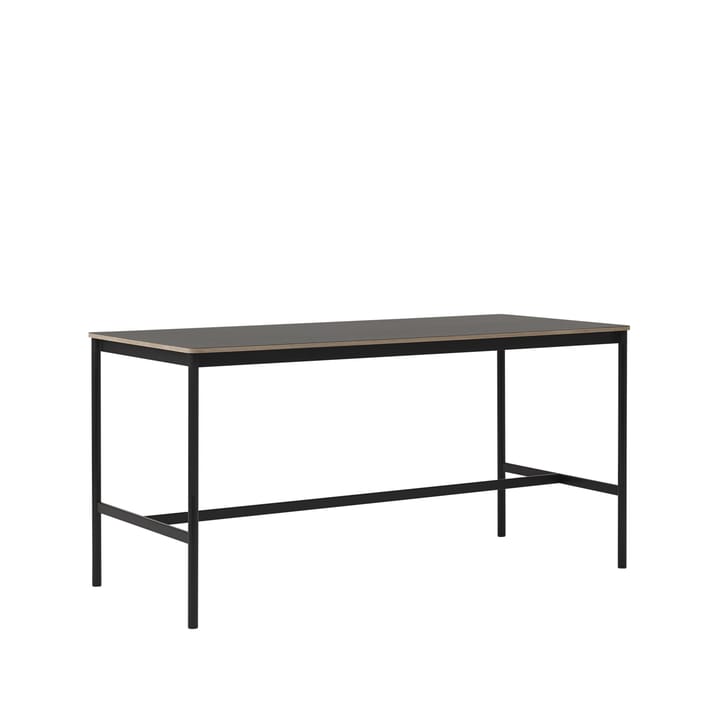 Tavolo da bar Base High, linoleum nero, base nera, bordo in compensato, base: 85 cm, l. 190 cm, alt. 95 cm Muuto