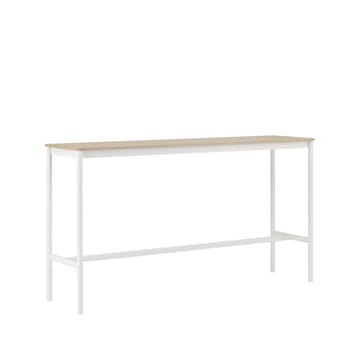 Tavolo da bar Base High - rovere, base bianca, bordo in compensato, b: 50 cm, l. 190 cm, alt. 105 cm - Muuto